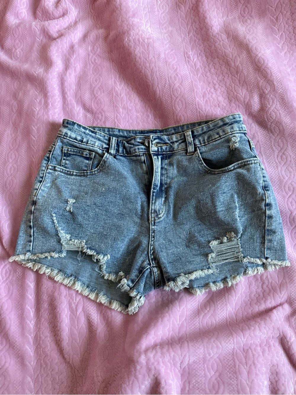 Distressed Denim Cutoff Shorts